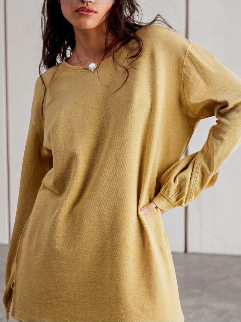 We The Free Oversized Long-Sleeve Tunic in Mustard